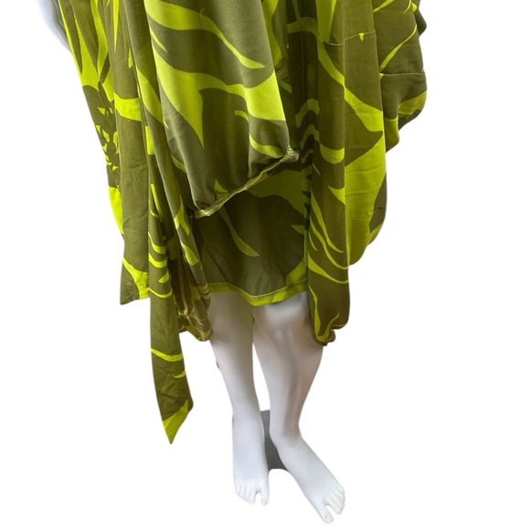 CAbi 5953 Tie Front Dress V-Neck Sleeveless Green Palm Tropical Floral Sz Large - Picture 15 of 17